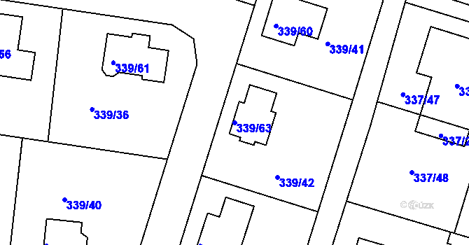 Parcela st. 339/63 v KÚ Levín u Berouna, Katastrální mapa