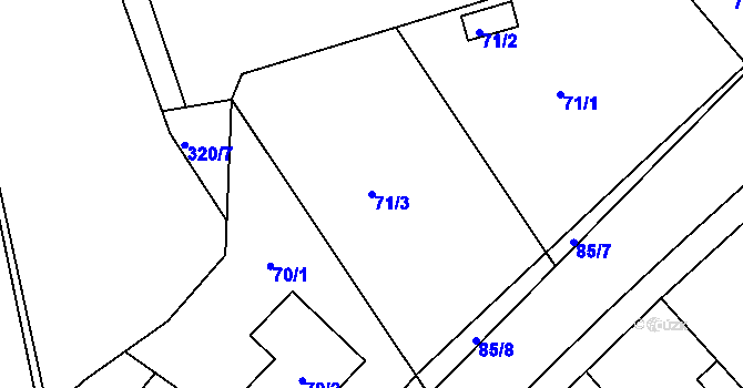 Parcela st. 71/3 v KÚ Levín u Berouna, Katastrální mapa