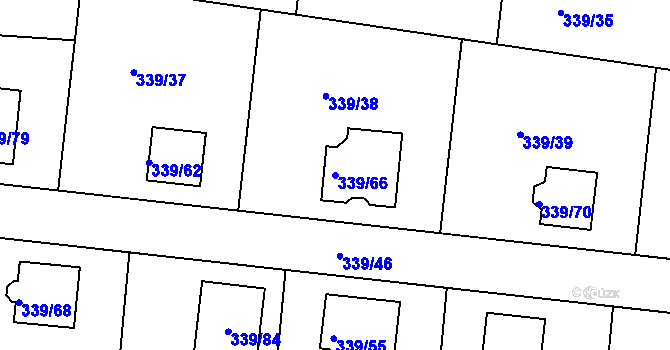Parcela st. 339/66 v KÚ Levín u Berouna, Katastrální mapa