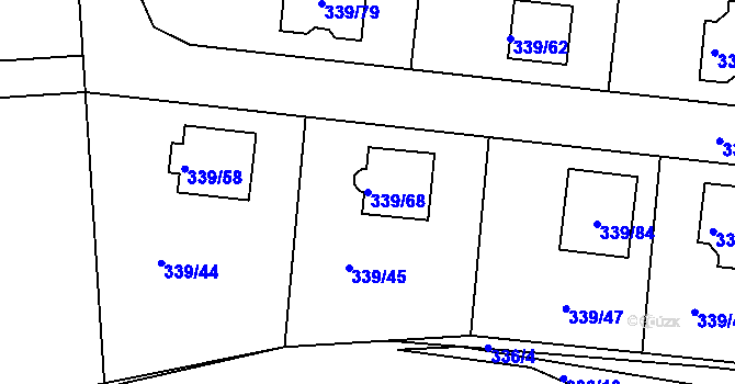 Parcela st. 339/68 v KÚ Levín u Berouna, Katastrální mapa