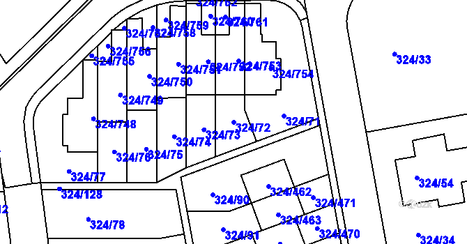 Parcela st. 324/72 v KÚ Levín u Berouna, Katastrální mapa