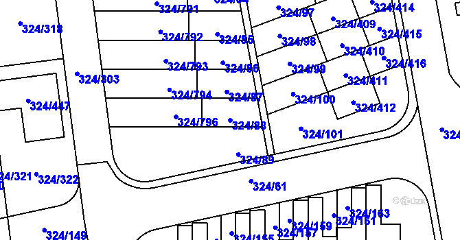 Parcela st. 324/88 v KÚ Levín u Berouna, Katastrální mapa