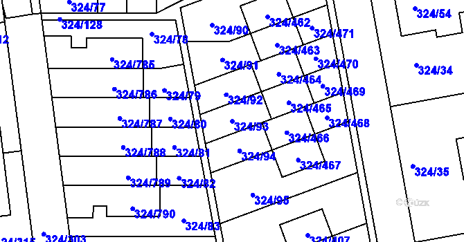 Parcela st. 324/93 v KÚ Levín u Berouna, Katastrální mapa