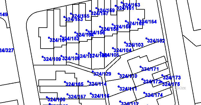 Parcela st. 324/105 v KÚ Levín u Berouna, Katastrální mapa