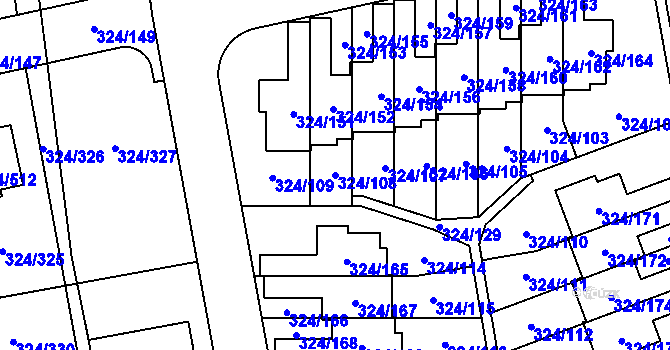 Parcela st. 324/108 v KÚ Levín u Berouna, Katastrální mapa