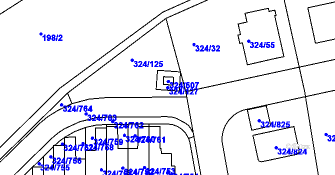 Parcela st. 324/127 v KÚ Levín u Berouna, Katastrální mapa