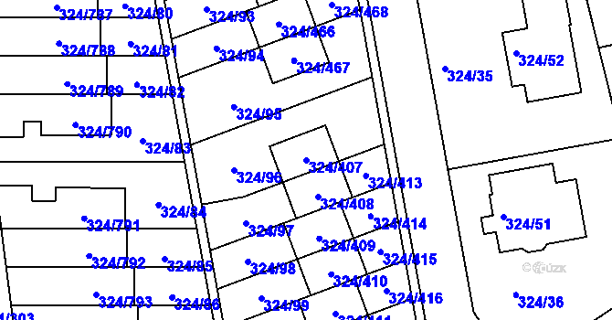Parcela st. 324/407 v KÚ Levín u Berouna, Katastrální mapa