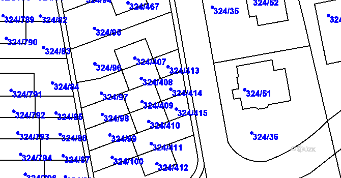 Parcela st. 324/414 v KÚ Levín u Berouna, Katastrální mapa