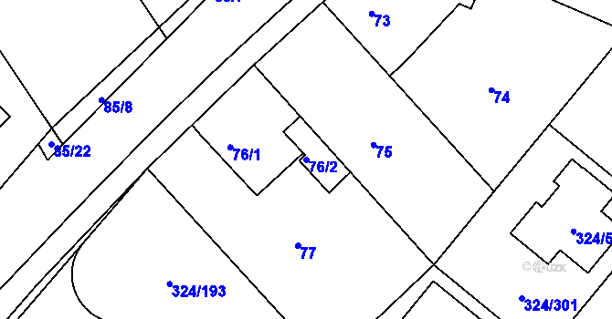 Parcela st. 76/2 v KÚ Levín u Berouna, Katastrální mapa
