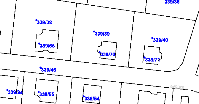 Parcela st. 339/70 v KÚ Levín u Berouna, Katastrální mapa