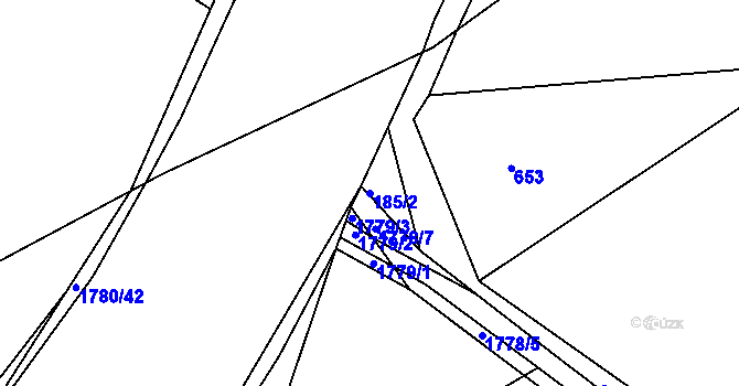 Parcela st. 185/2 v KÚ Levín u Berouna, Katastrální mapa