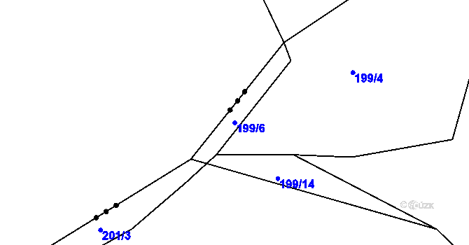 Parcela st. 199/6 v KÚ Levín u Berouna, Katastrální mapa