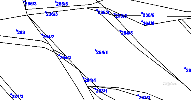 Parcela st. 264/1 v KÚ Levín u Berouna, Katastrální mapa