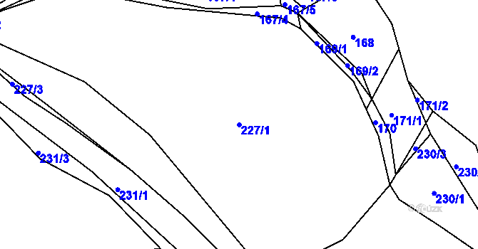 Parcela st. 227/1 v KÚ Levín u Berouna, Katastrální mapa
