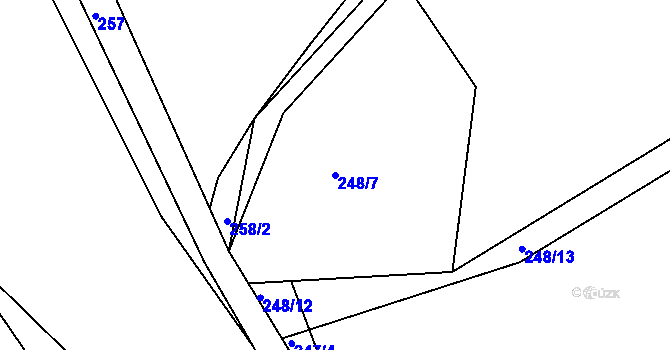 Parcela st. 248/7 v KÚ Levín u Berouna, Katastrální mapa