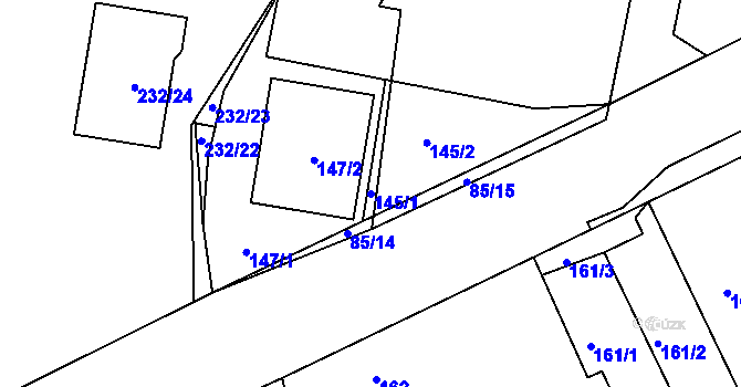 Parcela st. 145/1 v KÚ Levín u Berouna, Katastrální mapa