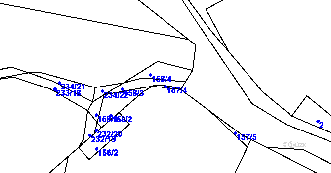 Parcela st. 157/4 v KÚ Levín u Berouna, Katastrální mapa
