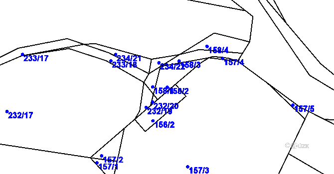 Parcela st. 158/2 v KÚ Levín u Berouna, Katastrální mapa
