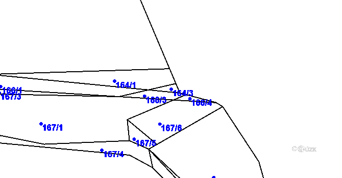 Parcela st. 164/3 v KÚ Levín u Berouna, Katastrální mapa