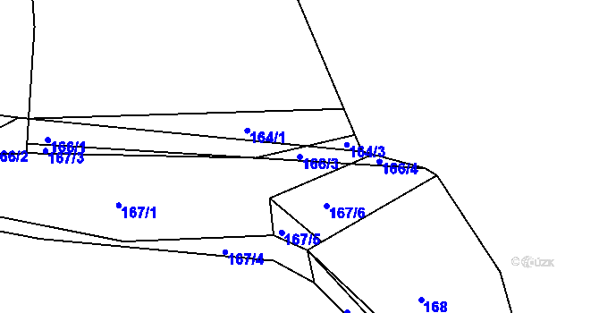 Parcela st. 166/3 v KÚ Levín u Berouna, Katastrální mapa