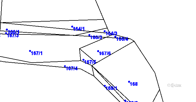 Parcela st. 167/6 v KÚ Levín u Berouna, Katastrální mapa