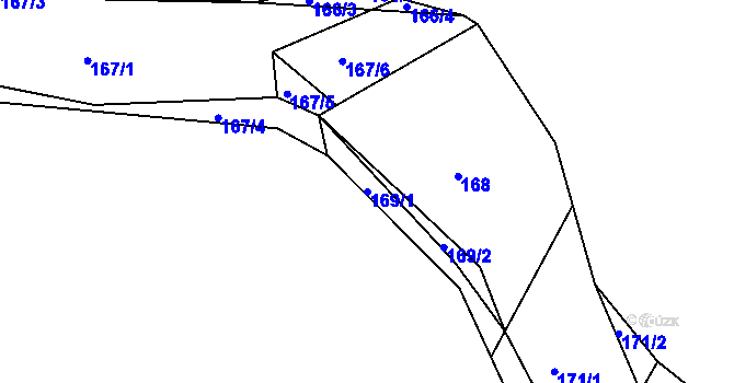 Parcela st. 169/1 v KÚ Levín u Berouna, Katastrální mapa