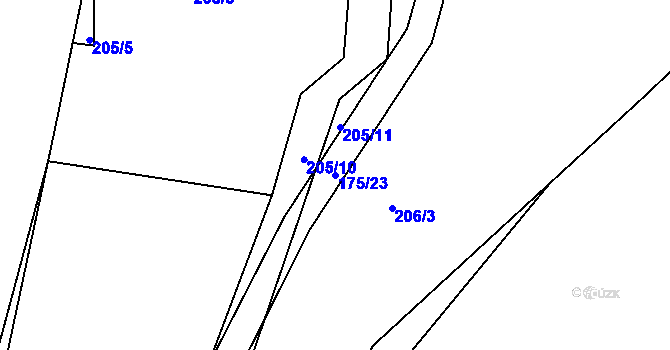 Parcela st. 175/23 v KÚ Levín u Berouna, Katastrální mapa