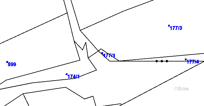 Parcela st. 177/1 v KÚ Levín u Berouna, Katastrální mapa