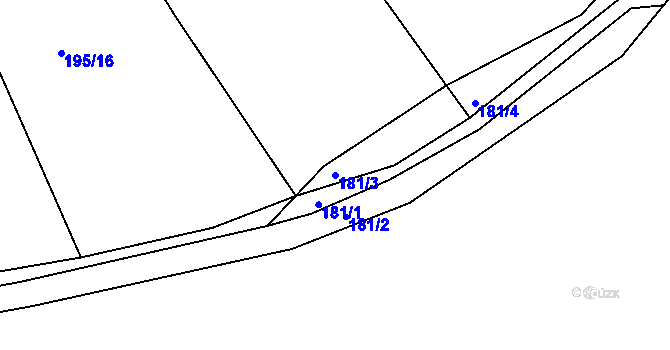 Parcela st. 181/3 v KÚ Levín u Berouna, Katastrální mapa