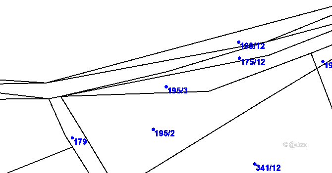 Parcela st. 195/3 v KÚ Levín u Berouna, Katastrální mapa
