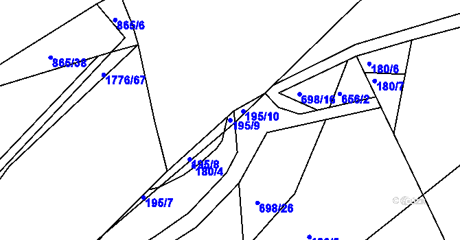 Parcela st. 195/9 v KÚ Levín u Berouna, Katastrální mapa