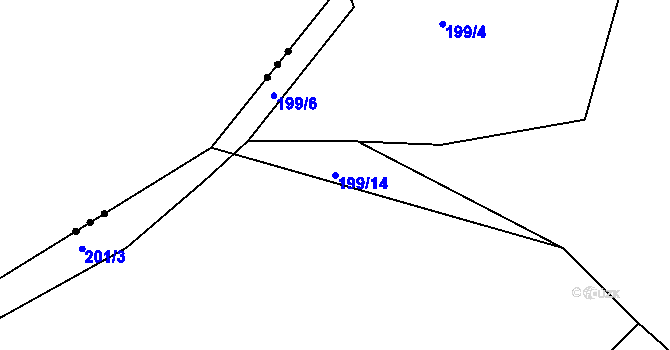 Parcela st. 199/14 v KÚ Levín u Berouna, Katastrální mapa
