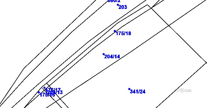 Parcela st. 204/14 v KÚ Levín u Berouna, Katastrální mapa