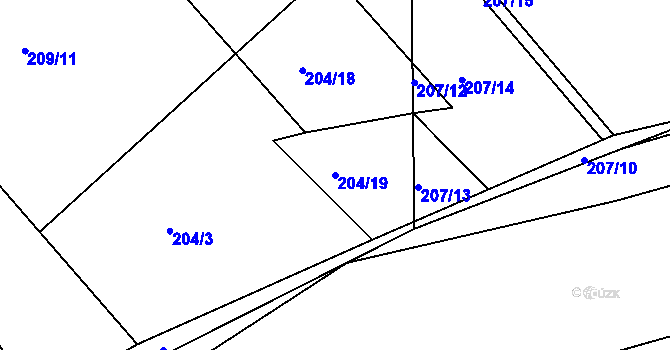 Parcela st. 204/19 v KÚ Levín u Berouna, Katastrální mapa