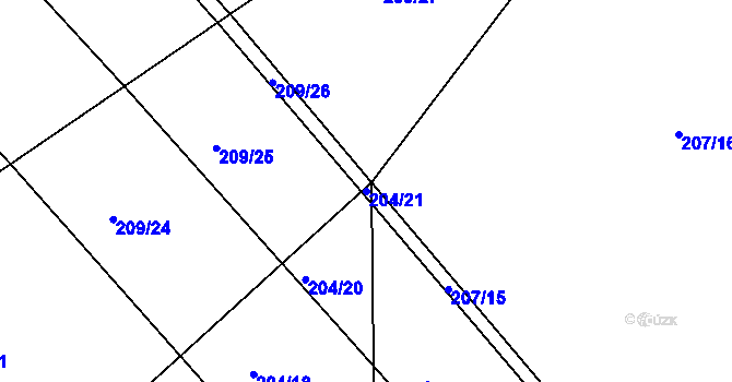 Parcela st. 204/21 v KÚ Levín u Berouna, Katastrální mapa