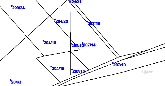 Parcela st. 207/14 v KÚ Levín u Berouna, Katastrální mapa