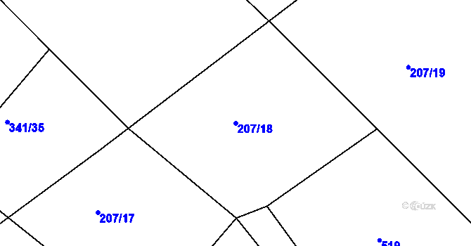 Parcela st. 207/18 v KÚ Levín u Berouna, Katastrální mapa