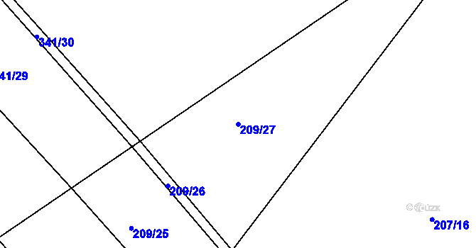 Parcela st. 209/27 v KÚ Levín u Berouna, Katastrální mapa