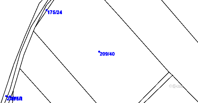 Parcela st. 209/40 v KÚ Levín u Berouna, Katastrální mapa