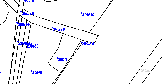 Parcela st. 209/54 v KÚ Levín u Berouna, Katastrální mapa