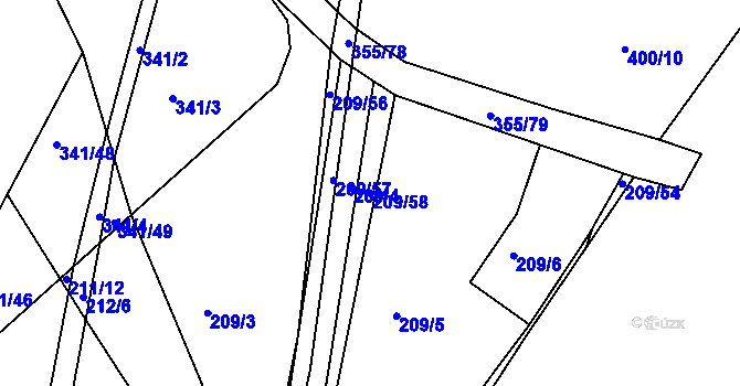 Parcela st. 209/58 v KÚ Levín u Berouna, Katastrální mapa