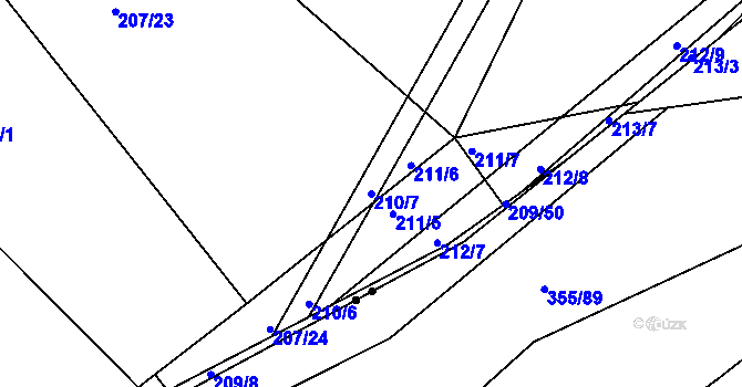 Parcela st. 210/7 v KÚ Levín u Berouna, Katastrální mapa