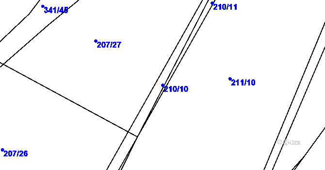 Parcela st. 210/10 v KÚ Levín u Berouna, Katastrální mapa
