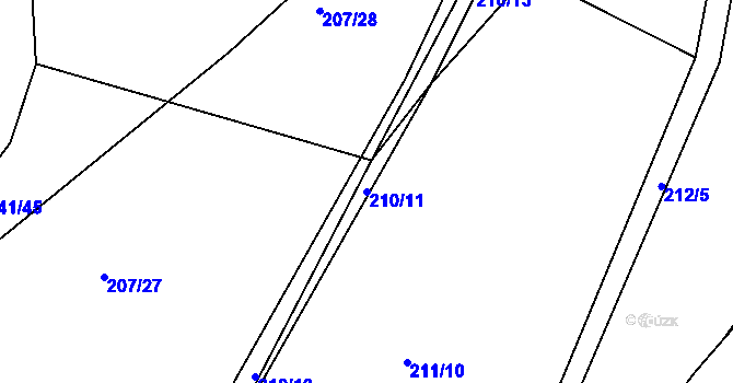 Parcela st. 210/11 v KÚ Levín u Berouna, Katastrální mapa