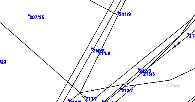 Parcela st. 211/8 v KÚ Levín u Berouna, Katastrální mapa