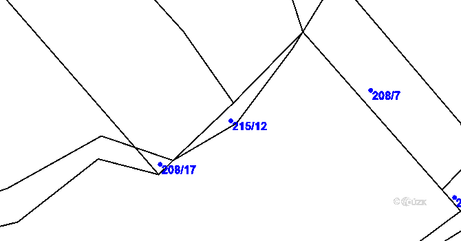 Parcela st. 215/12 v KÚ Levín u Berouna, Katastrální mapa