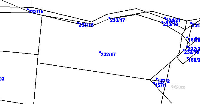 Parcela st. 232/17 v KÚ Levín u Berouna, Katastrální mapa