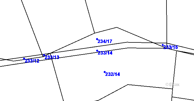 Parcela st. 233/14 v KÚ Levín u Berouna, Katastrální mapa