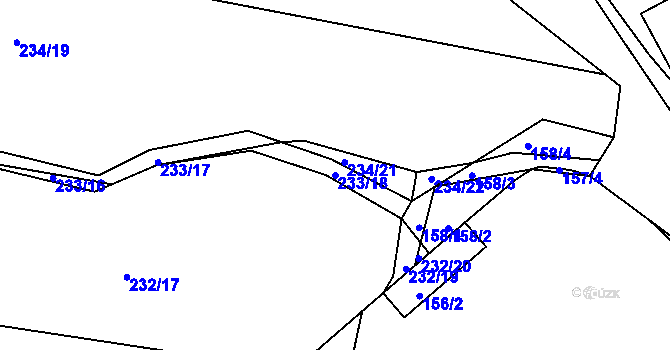 Parcela st. 233/18 v KÚ Levín u Berouna, Katastrální mapa