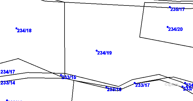 Parcela st. 234/19 v KÚ Levín u Berouna, Katastrální mapa